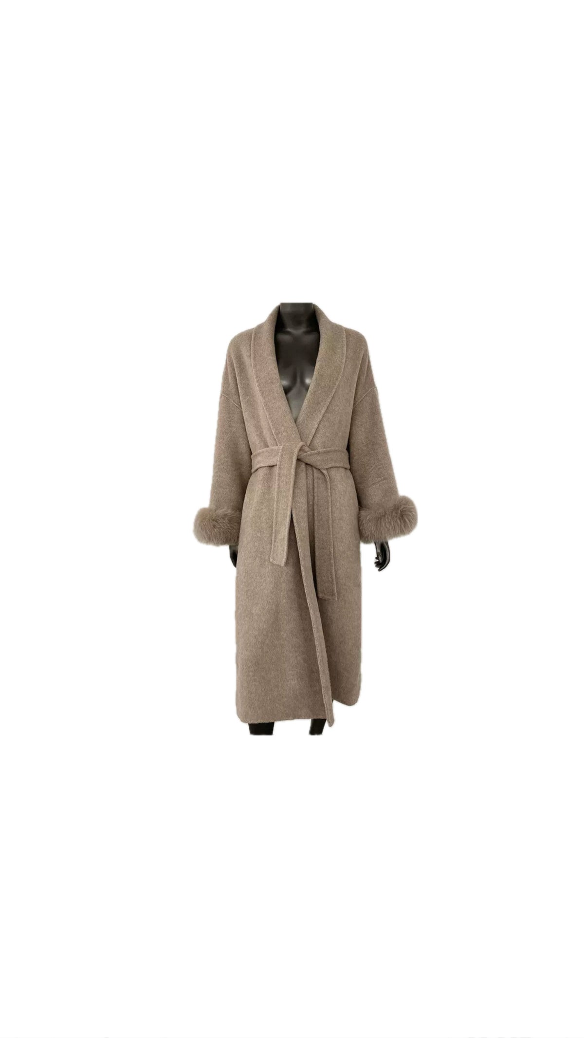Beige kappa med päls ärmar